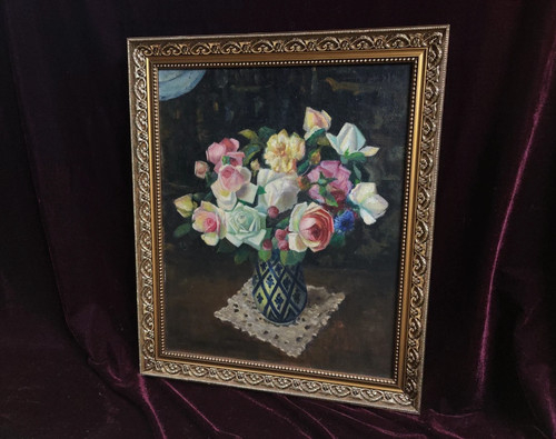 Tableau ancien huile bois - tableau,