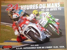 POSTER OFFICIEL ** 24 HEURES DU MANS 1992 MOTOS **  AFFICHE ACO MOTO LE 
