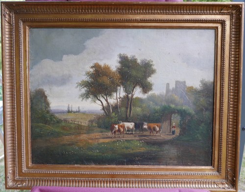 Tableau paysage rural - rural, animé