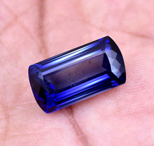 Saphir de Ceylan bleu royal naturel 12,80 ct de long coussin certifié rare ge...