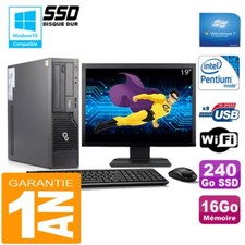 PC Fujitsu Esprimo E500 E85+ SFF G640 16Go Disque 240Go SSD Wifi W7 Ecran 19"