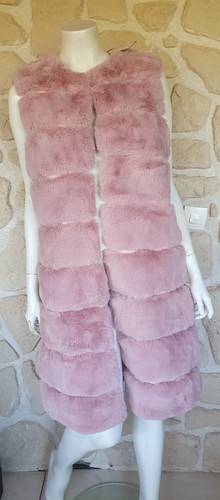 Veste longue sans manches rose