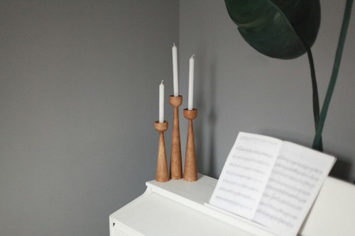 Lot bougeoirs en - 3, bois