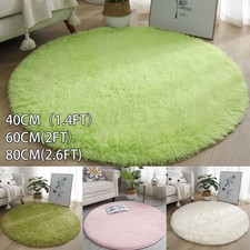 Tapis Moelleux Tapis Peluche Rond Soie Laine Solide Motif Super Souple