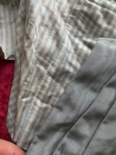 Lot De 2 Coupons Tissu Ancien Création Robe Poupée Ancienne Soie Bleue Rayures