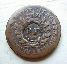 LOUIS XV - COLONIES  1 sol 1767 A avec contremarque