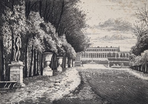 Estampe signée chateau