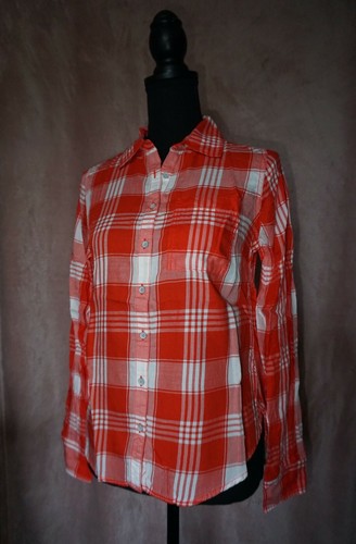 Coral plaid print long sleeve - coral,