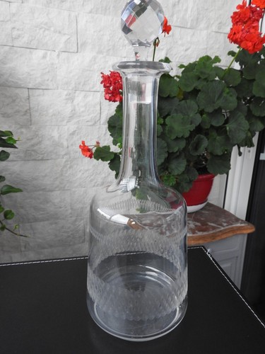 Ancienne carafe cristal - carafe, grave
