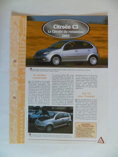 Carte fiche auto - fiche, c3