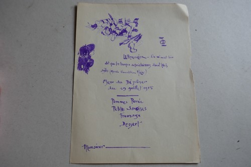1915 menu déjeuné - menu, du