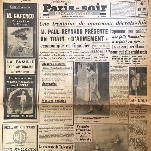 Journal paris soir 1939 - paris-soir, 22/04/1939