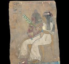 RARE ANCIEN EGYPTIEN ANTIQUE Ministre et sa femme Bois Stella Stela (A+)