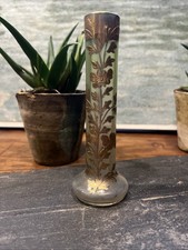 Petit Vase Verre Fleurs Emaillées Vers 1900 Art Nouveau Soliflore