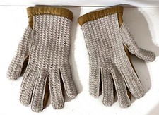Ancienne Paires de Gants Femme Vintage Cuir et laine Violette pastelle