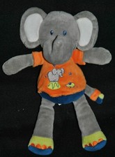 ?Peluche Doudou Elephant NICOTOY KIABI Bleu Orange Vert Cirque Souris 25 Cm