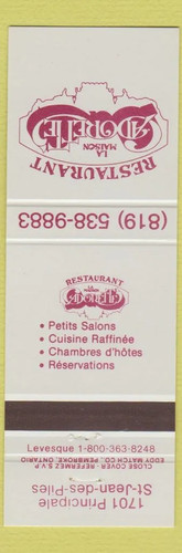Matchbook cover restaurant - cover,