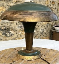 Lampe vintage laiton & métal vert  / Art déco (vers 1950)