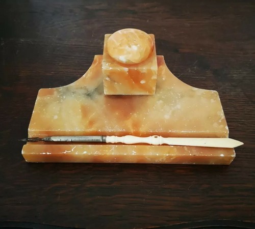 Ancien porte plume encrier - plume,