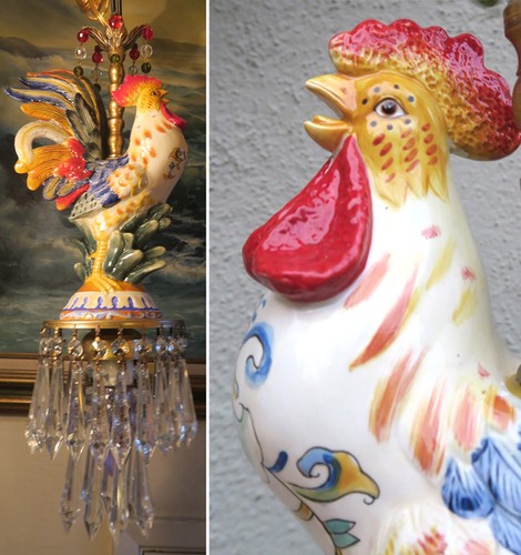 Porcelain rooster chicken lamp - rooster,