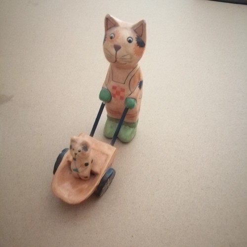 Statuette chat bois - en,