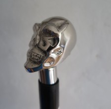 Tête de Mort Rétro Marcheur Bâton Randonnée Canne en Laiton Poignée Antique