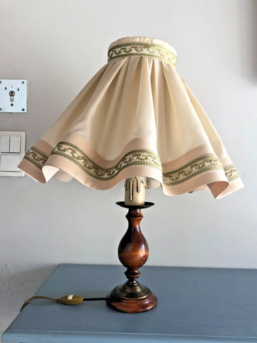 Lampe table pied bois et - lampe,