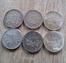 Lot De  6 Pièces de 5 Francs ARGENT Semeuse 1960/1960/1961/1962/1962/1963/1964