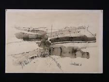 Jean PORCHER (1927) Paysage port en bretagne ? 1968 Saint-James Manche Nantes