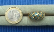 B26C Neuf Belle Bague Plaqué Or Quadrillé Strass bleu Lot Bijou 