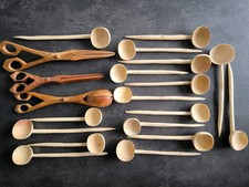 Lot Cuillère Artisanale en Bois , Couverts à Salade