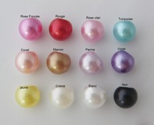 50 Bouton rond perle couleur