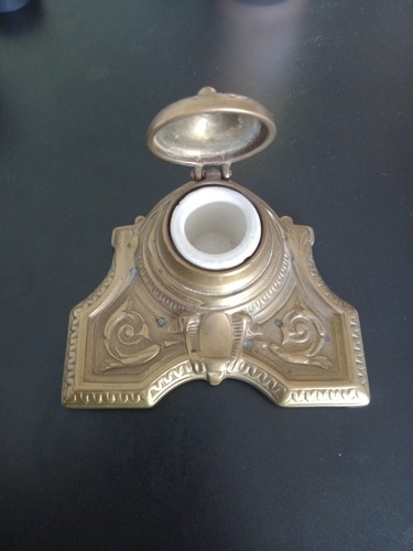 Encrier ancien bronze ou - encrier,