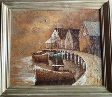 GRANDE  ANCIENNE HUILE/TOILE  ENCADREE DE " EDWARD BARTON "