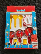 ANCIEN JOUET BERCHET DÎNETTE ASSIETTE CASSEROLE MÉTAL CHIEN SNOOPY 