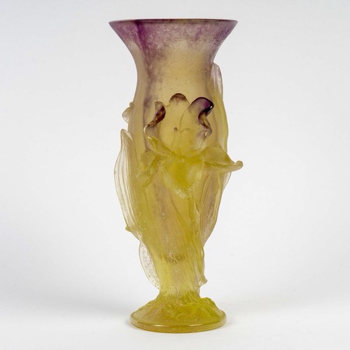 Vase iris pâte verre jaune - pâte,