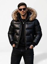 Men's genuine black leather