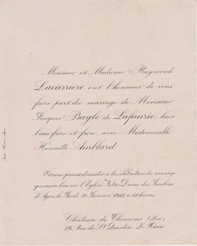1913 faire part - faire-part, mariage