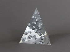 Resin inclusion sculpture, Vintage 1970s, Pyramidal paperweight, French art