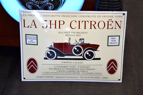 Plaque émaillée citroen 5hp - émaillée,