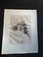 Odette Denis eau forte loups 