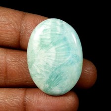 Cabochon en cristal d'Aragonite bleu forme ovale pierre précieuse naturelle e...