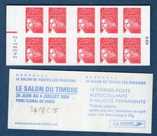 Carnet - 3419 C15 - Numéro Trait Rouge - Type Marianne du 14 Juillet RF - TVP ro