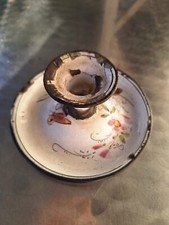 ANCIEN BOUGEOIR EN TOLE EMAILLEE A DECOR FLORAL OLD ENAMEL