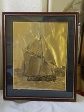 Cadre en bois 34 x 29 cm  " Bateau, Voilier "