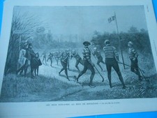 Gravure 1889 - Jeux Scolaires au Bois de Boulogne Le Jeu de la crosse