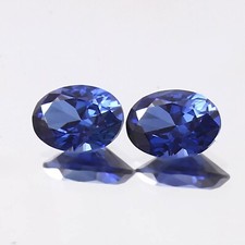 AAA Qualité Naturel Ceylan Saphir Bleu Ample Ovale Gemme Coupe Paire 7x5 MM