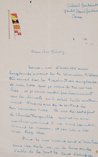 Alain gerbault rare lettre - alain,