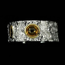 Bague en plaqué or 14K, argent massif 925, vrai Citrine 