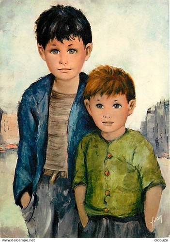 Carte postale enfants - -,